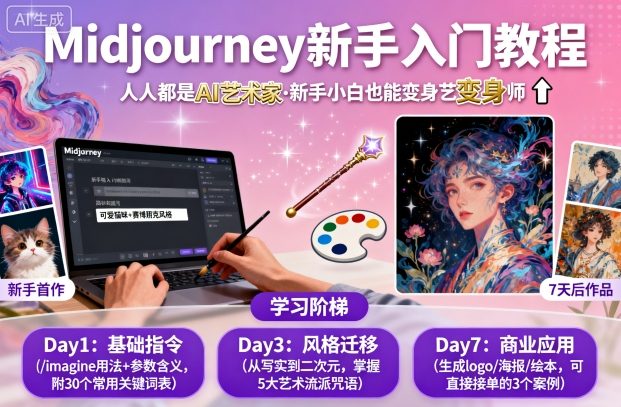 midjourney新手入门教程：人人都是AI艺术家，新手小白也能变身艺术大师-鹊桥梦网创