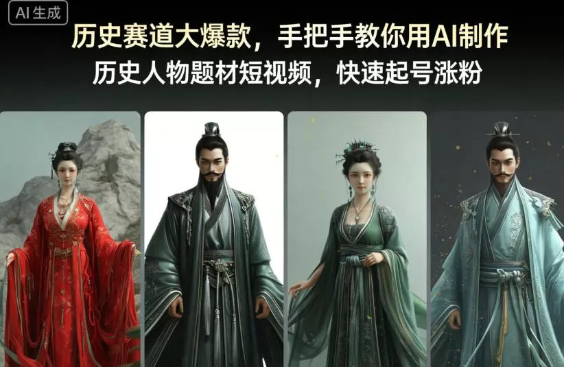 历史赛道大爆款,手把手教你用AI制作历史人物题材短视频,快速起号涨粉-鹊桥梦网创