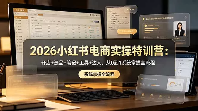 2026小红书电商实操特训营:开店+选品+笔记+工具+达人,从0到1系统掌握全流程-鹊桥梦网创