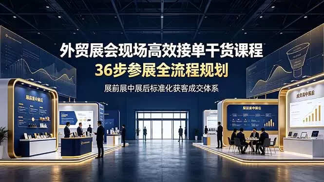 外贸展会现场高效接单干货课程，36步参展全流程规划，展前展中展后标准化获客成交体系-鹊桥梦网创