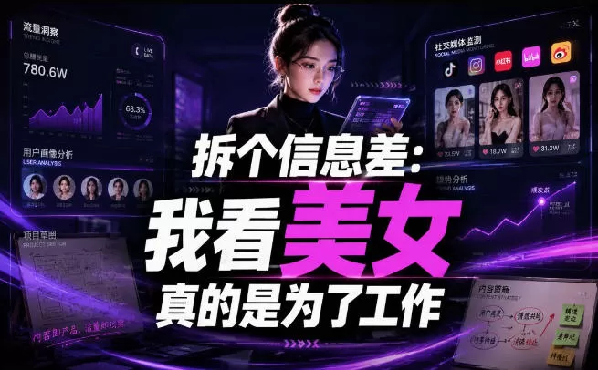 【理直气壮】我给看美女找了一个非常恰当的理由，信息差项目-鹊桥梦网创