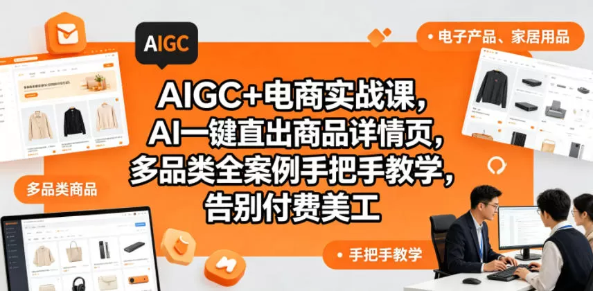 AIGC+电商实战课，AI一键直出商品详情页，多品类全案例手把手教学，告别付费美工（更新）-鹊桥梦网创