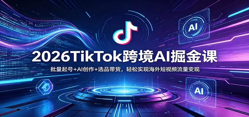 2026TikTok跨境AI掘金课：批量起号+AI创作+选品带货，轻松实现海外短视频流量变现