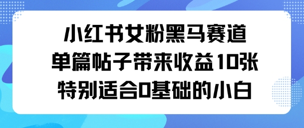 小红书女粉黑马赛道单篇帖子带来收益10张特别适合0基础的小白-鹊桥梦网创