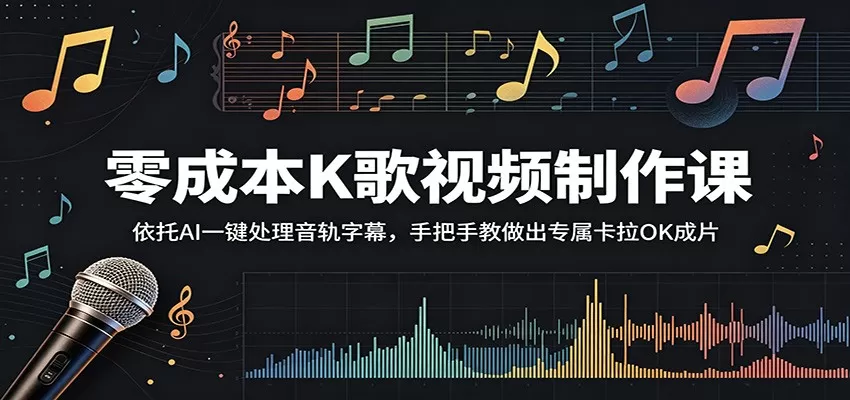 零成本K歌视频制作课：依托AI一键处理音轨字幕，手把手教做出专属卡拉OK成片-鹊桥梦网创