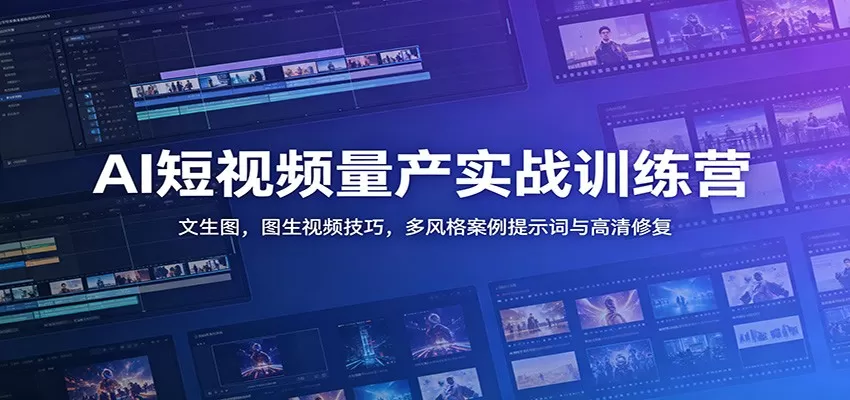 AI短视频量产实战训练营:文生图,图生视频技巧,多风格案例提示词与高清修复-鹊桥梦网创