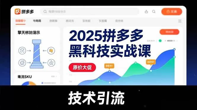 （16977期）2025拼多多黑科技实战课，擎天柱玩法、爆流SKU、原价大促，技术引流，单店日销轻松破千单-鹊桥梦网创