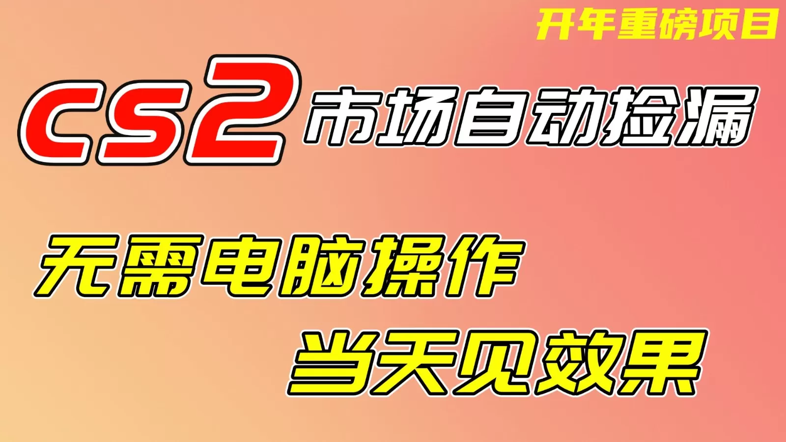 CS2市场挂机项，无需电脑操作，无需进入游戏，当天见效果，支持任何形式验证-鹊桥梦网创