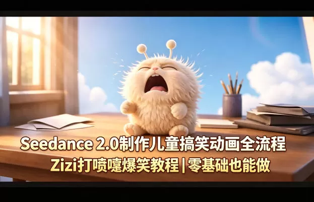Seedance 2.0制作儿童搞笑动画全流程Zizi打喷嚏爆笑教程｜零基础也能做-鹊桥梦网创