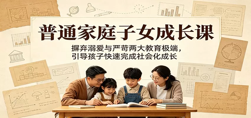 普通家庭子女成长课:摒弃溺爱与严苛两大教育极端,引导孩子快速完成社会化成长-鹊桥梦网创