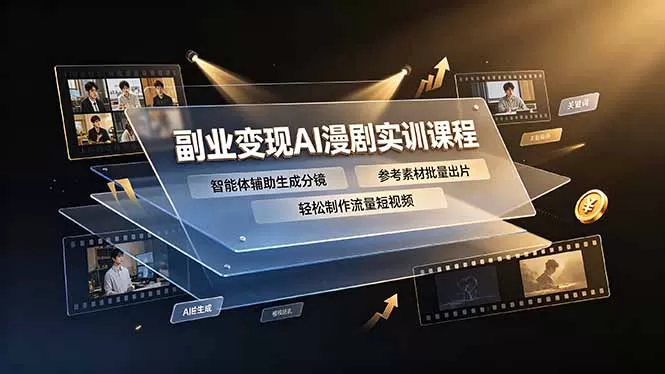 副业变现AI漫剧实训课程,智能体辅助生成分镜,参考素材批量出片,轻松制作流量短视频-鹊桥梦网创