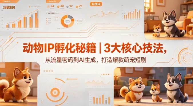 动物IP孵化秘籍｜3大核心技法，从流量密码到AI生成，打造爆款萌宠短剧-鹊桥梦网创