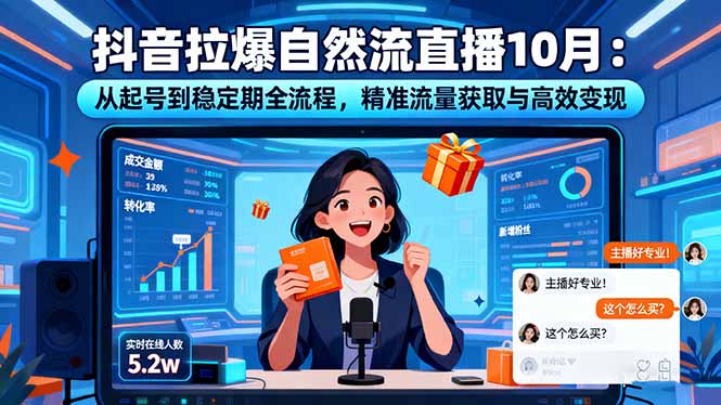 抖音拉爆自然流直播10月：从起号到稳定期全流程，精准流量获取与高效变现-鹊桥梦网创