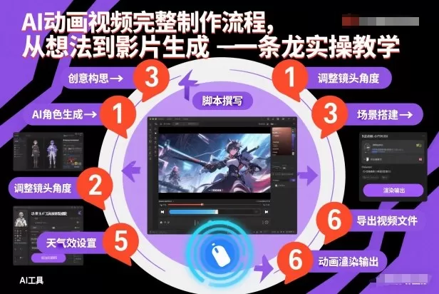 AI动画视频完整制作流程，从想法到影片生成一条龙实操教学-鹊桥梦网创