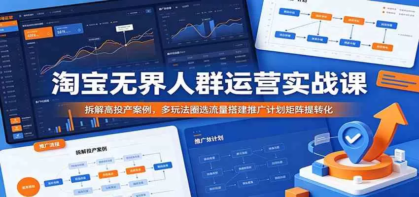 淘宝无界人群运营实战课:拆解高投产案例,多玩法圈选流量搭建推广计划矩阵提转化-鹊桥梦网创
