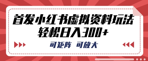 首发小红书虚拟资料玩法，可矩阵，可放大，轻松日入3张-鹊桥梦网创