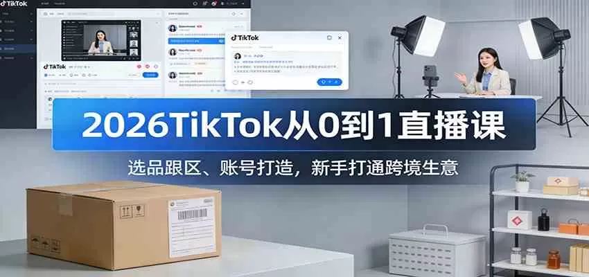 2026TikTok从0到1直播课：选品跟区、账号打造，新手打通跨境生意-鹊桥梦网创