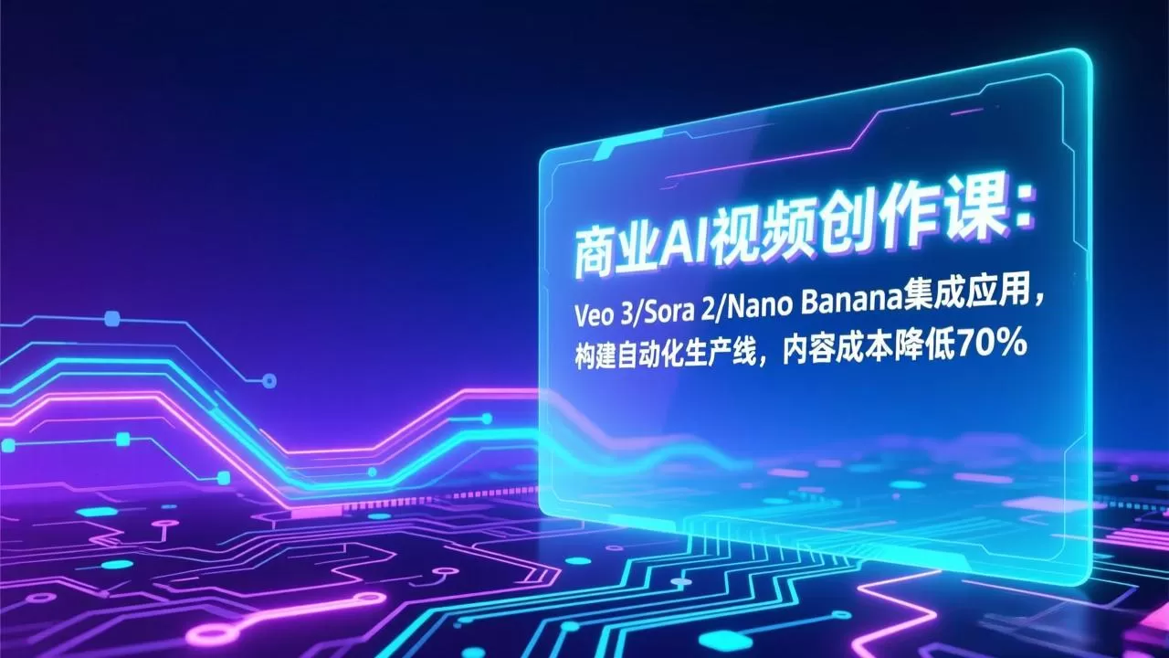商业AI视频创作课：Veo 3/Sora 2/Nano Banana集成应用，构建自动化生产线，内容成本降低70%-鹊桥梦网创