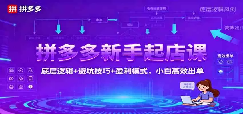 拼多多新手起店课：底层逻辑+避坑技巧+盈利模式，小白高效出单-鹊桥梦网创