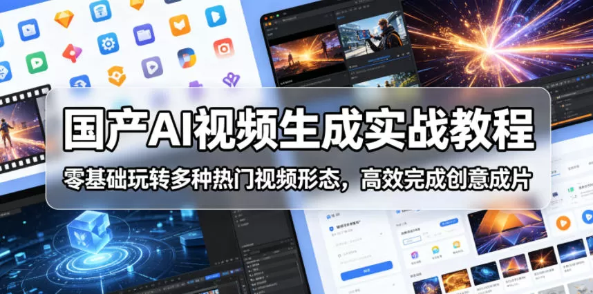 国产AI视频生成实战教程,零基础玩转多种热门视频形态,高效完成创意成片-鹊桥梦网创