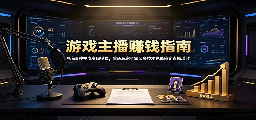 游戏主播赚钱指南：拆解6种主流变现模式，普通玩家不靠顶尖技术也能稳定直播增收-鹊桥梦网创