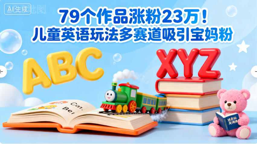 79个作品涨粉23w！儿童英语玩法多赛道吸引宝妈粉-鹊桥梦网创