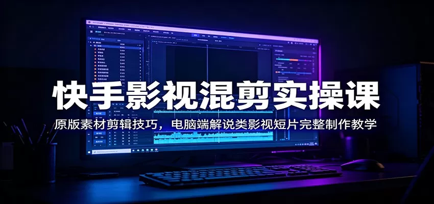 快手影视混剪实操课:原版素材剪辑技巧,电脑端解说类影视短片完整制作教学-鹊桥梦网创