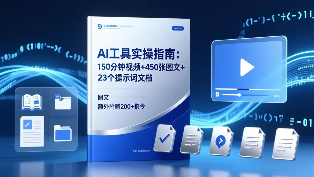 AI工具实操指南:150分钟视频+450张图文+23个提示词文档,额外附赠200+指令-鹊桥梦网创