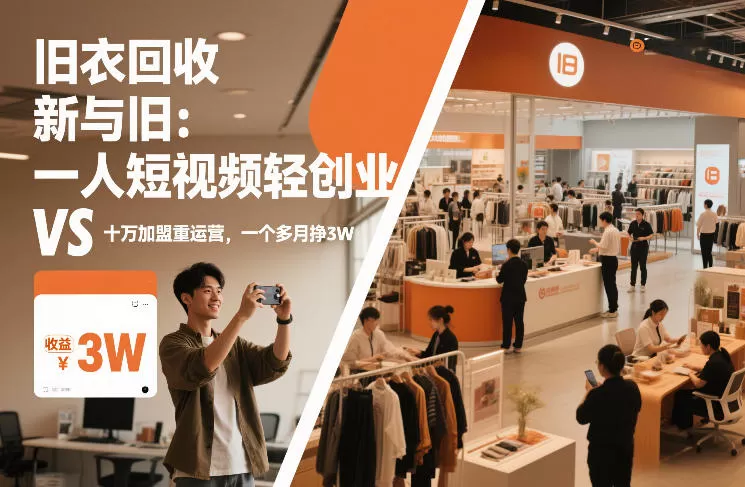 旧衣回收“新”与“旧”：一人短视频轻创业，VS十万加盟重运营，一个多月挣3W【揭秘】-鹊桥梦网创