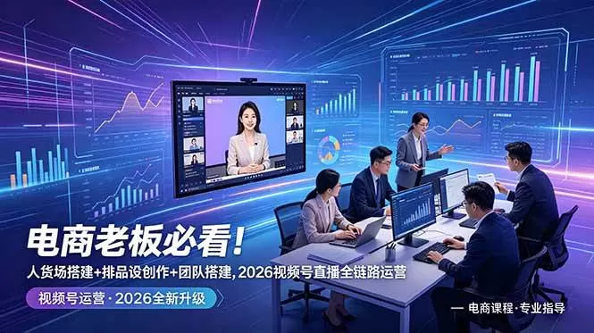 （18845期）电商老板必看！人货场搭建+排品设计+素材创作+团队搭建，2026视频号直播全链路运营-鹊桥梦网创