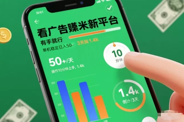 看广告賺米新平台,有手就行,单机稳定日入50+,操作10分钟上手,3天搞了1.4k【揭秘】-鹊桥梦网创