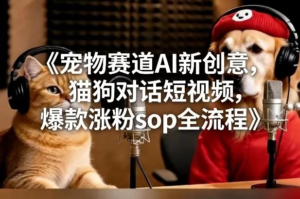 宠物赛道AI新创意，猫狗对话短视频，爆款涨粉sop全流程-鹊桥梦网创