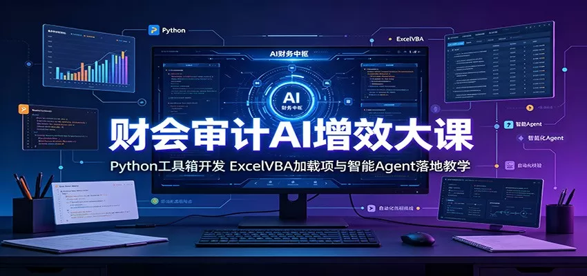 财会审计AI增效大课：Python工具箱开发，ExcelVBA加载项与智能Agent落地教学-鹊桥梦网创