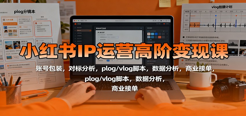 小红书IP运营高阶变现课:账号包装,对标分析,plog/vlog脚本,数据分析,商业接单-鹊桥梦网创