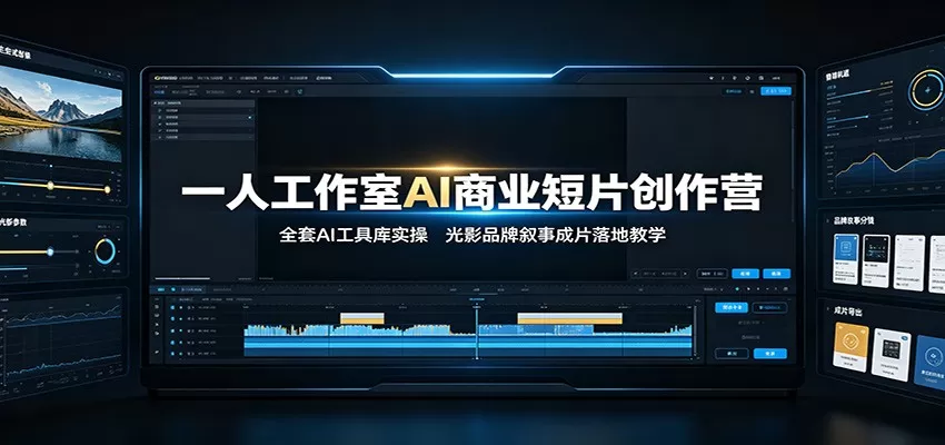 一人工作室AI商业短片创作营:全套AI工具库实操,光影品牌叙事成片落地教学-鹊桥梦网创