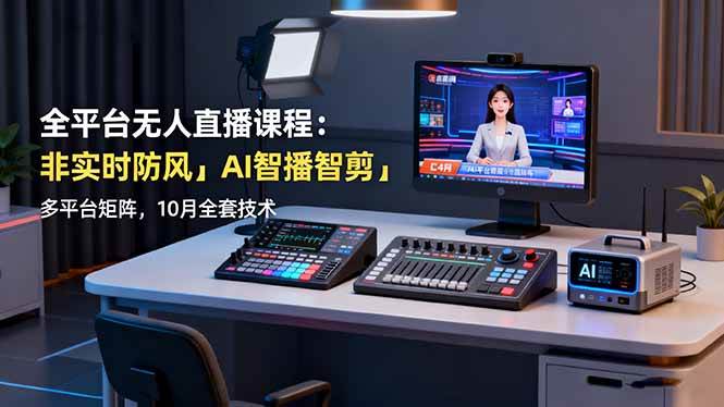 (16279期)全平台无人直播课程:非实时防风+AI智播智剪+多平台矩阵,10月全套技术-鹊桥梦网创