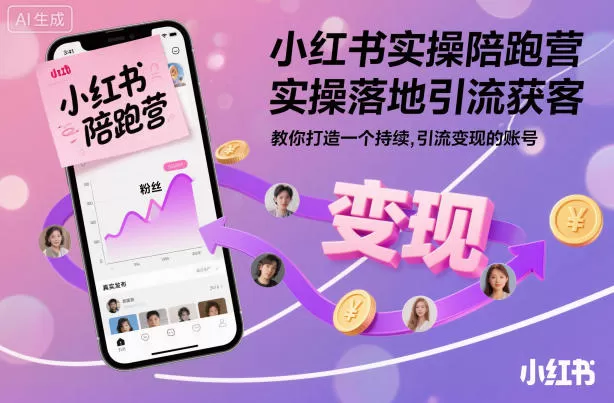 小红书实操陪跑营，实操落地引流获客，教你打造一个持续引流变现的账号-鹊桥梦网创