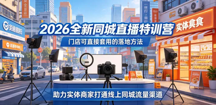 2026全新同城直播特训营，门店可直接套用的落地方法，助力实体商家打通线上同城流量渠道-鹊桥梦网创