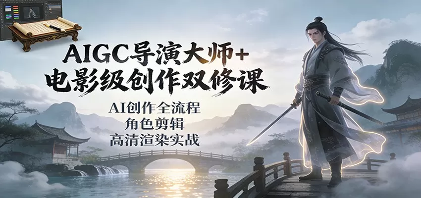 AIGC导演大师+电影级创作双修课:AI创作全流程、角色剪辑、高清渲染实战 AIGC导演大师+电影级创作双修课:AI创作全流程、角色剪辑、高清渲染实战