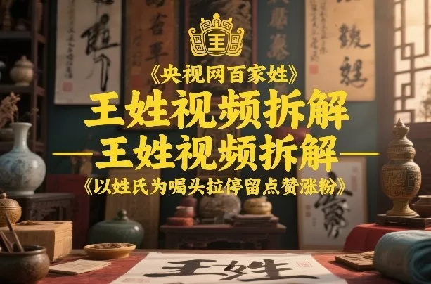 央视网百家姓–王姓视频拆解，以姓氏为噱头拉停留点赞涨粉-鹊桥梦网创