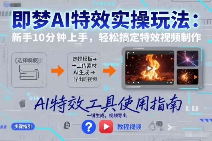 即梦AI特效实操玩法：新手10分钟上手，轻松搞定特效视频制作-鹊桥梦网创