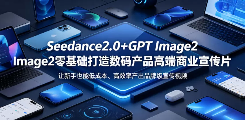 Seedance2.0+GPT Image2零基础打造数码产品高端商业宣传片,让新手也能低成本、高效率产出品牌级宣传视频-鹊桥梦网创