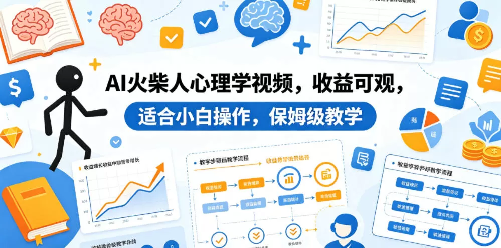 AI火柴人心理学视频，收益可观，适合小白操作，保姆级教学-鹊桥梦网创