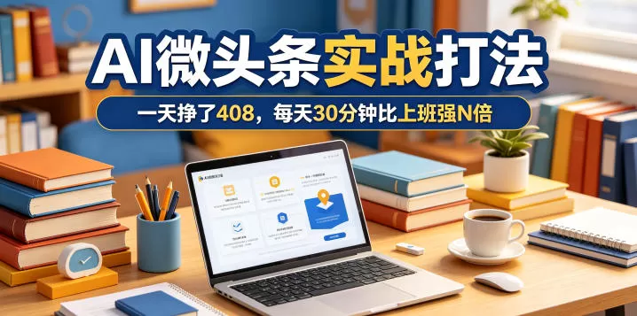 一天挣了408，AI微头条实战打法，每天30分钟比上班强N倍-鹊桥梦网创