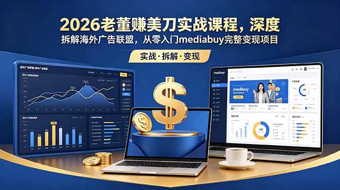 2026老董赚美刀实战课程,深度拆解海外广告联盟,从零入门mediabuy完整变现项目-鹊桥梦网创