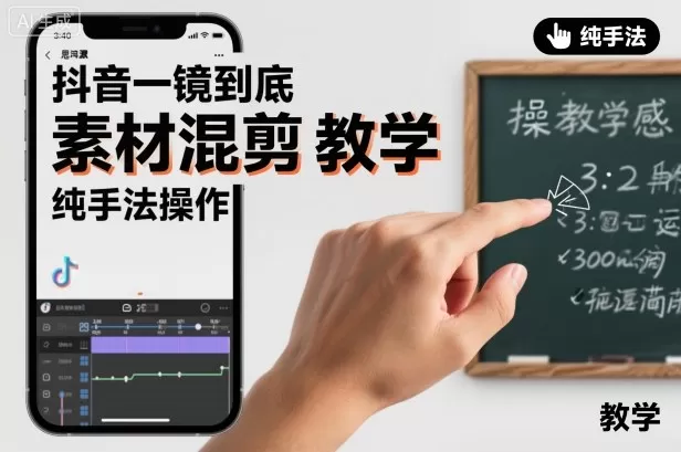 抖音一镜到底素材混剪教学，纯手法操作-鹊桥梦网创
