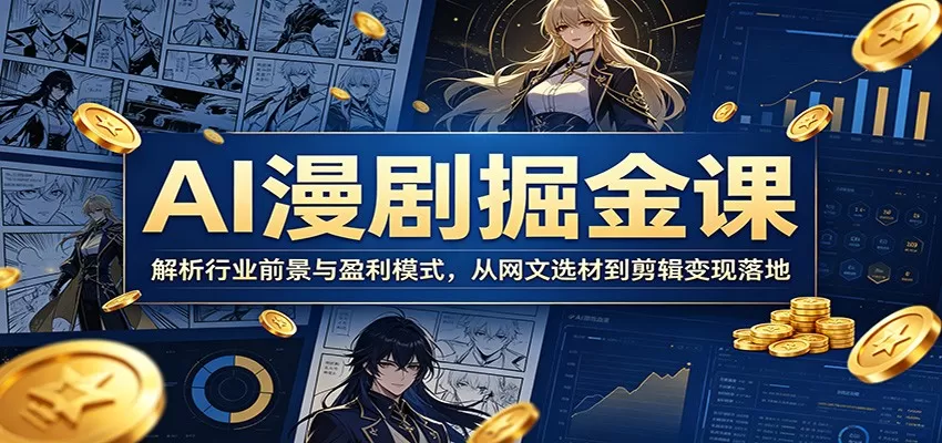 AI漫剧掘金课：解析行业前景与盈利模式，从网文选材到剪辑变现落地-鹊桥梦网创
