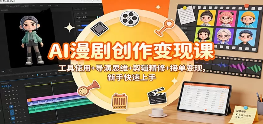 AI漫剧创作变现课:工具使用+导演思维+剪辑精修+接单变现,新手快速上手-鹊桥梦网创