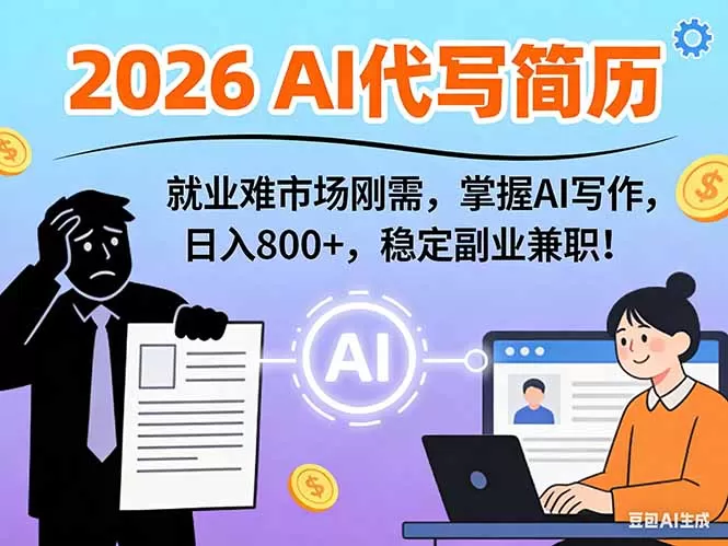 AI代写简历，超暴利，用万能模板月入1-3万实战教程，2026年市场刚需！-鹊桥梦网创