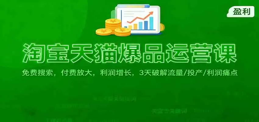 淘宝天猫爆品运营课：免费搜索，付费放大，利润增长，3 天破解流量/ 投产/利润痛点